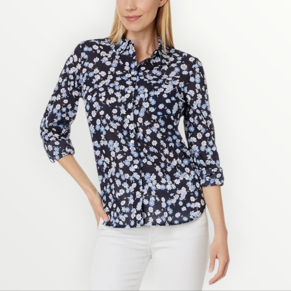 Tommy Hilfiger Floral Button-Up‎ Shirt Cottagecore Coquette Daisy Blouse S